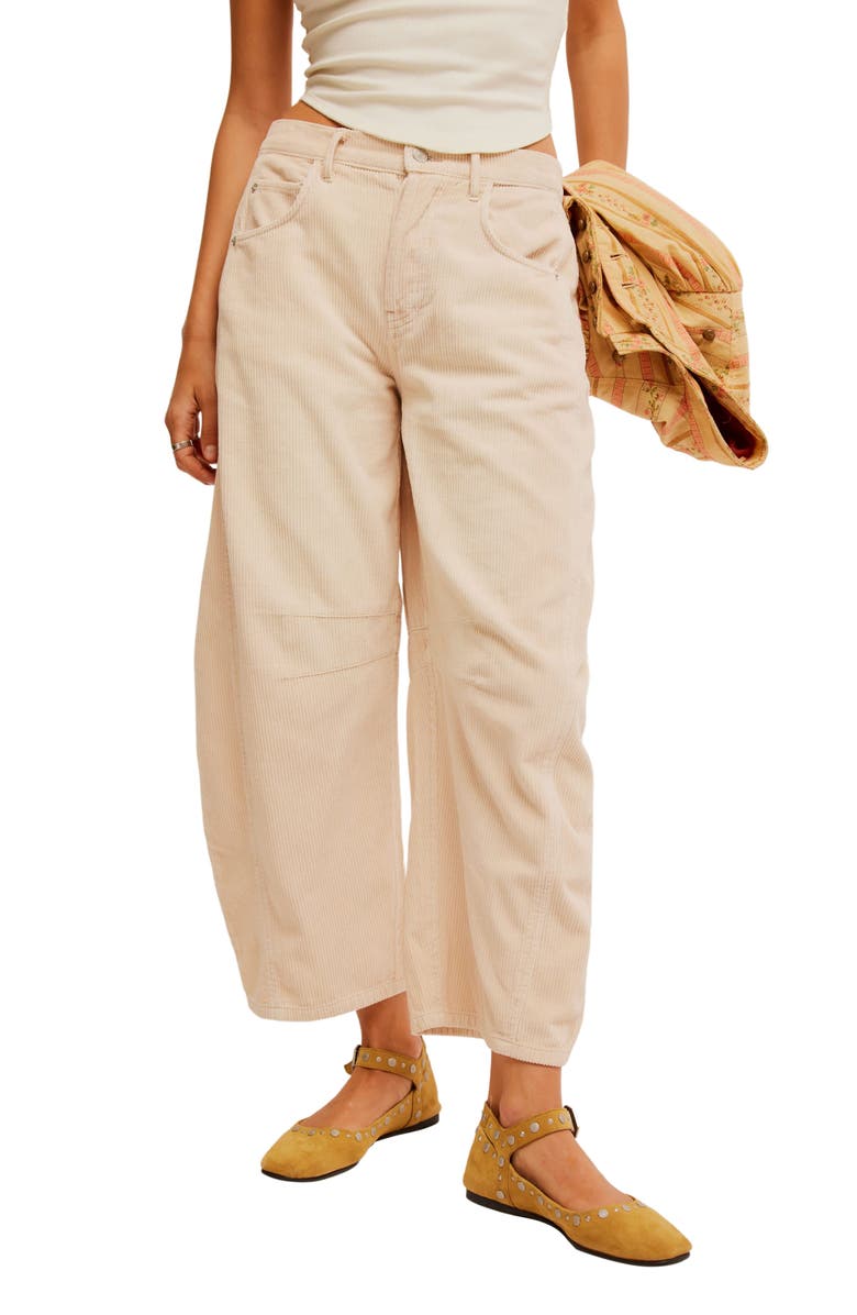 Free People Good Luck Barrel Leg Corduroy Pants, Main, color, 