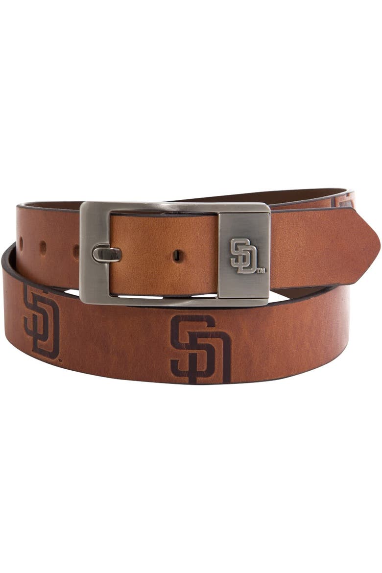 San Diego Padres Brandish Leather Belt, Main, color, Brown