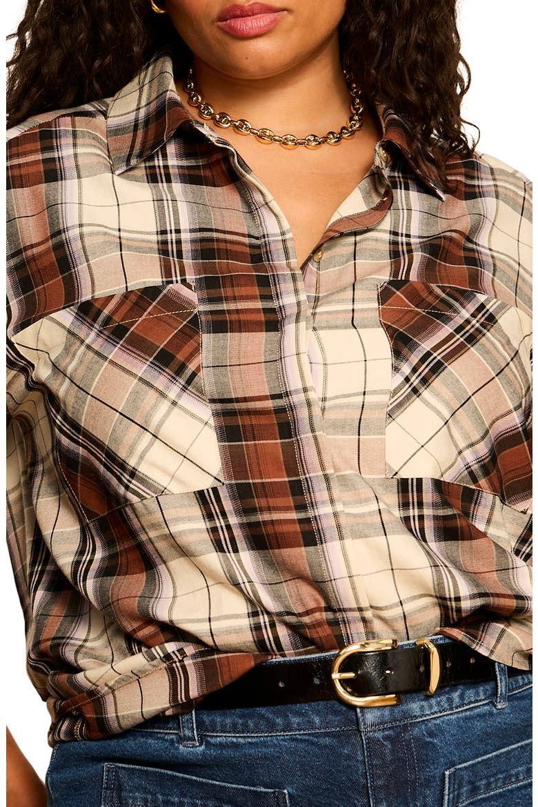 City Plaid Shirt, Alternate, color, HAZE PLAID BROWN