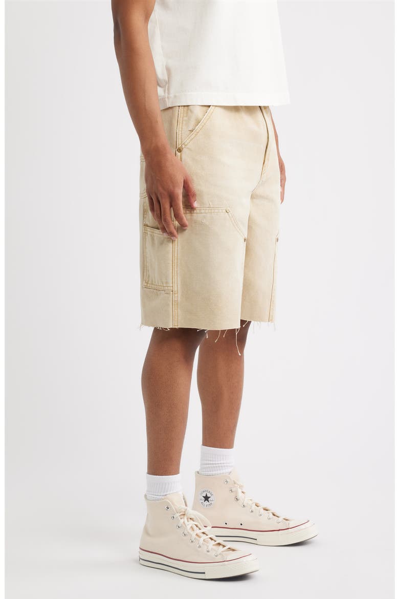 Ripped Carpenter Denim Shorts, Alternate, color, KHAKI