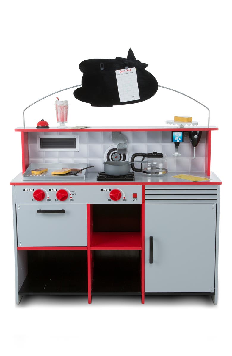 Melissa & Doug Star Double Sided Diner & 41-Piece Restaurant Playset, Main, color,