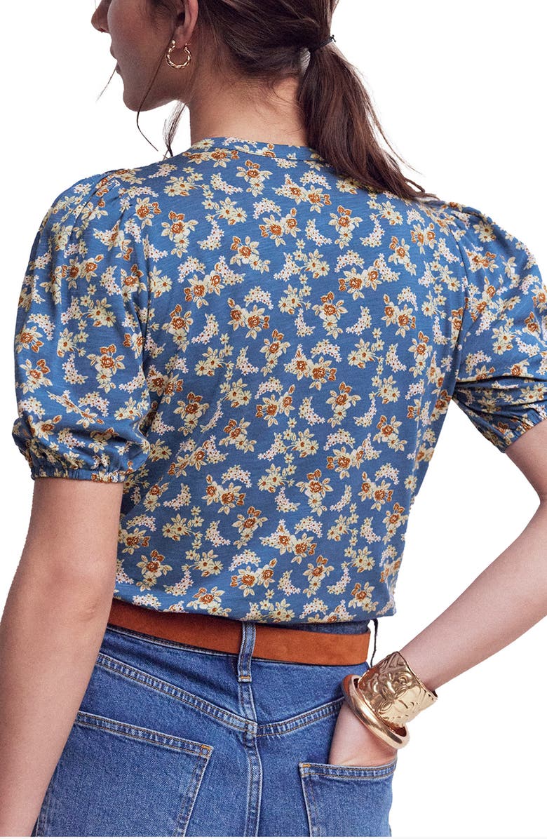 Boden Mya Floral Smock Button-Up Shirt, Alternate, color, True Navy Dainty Blooms