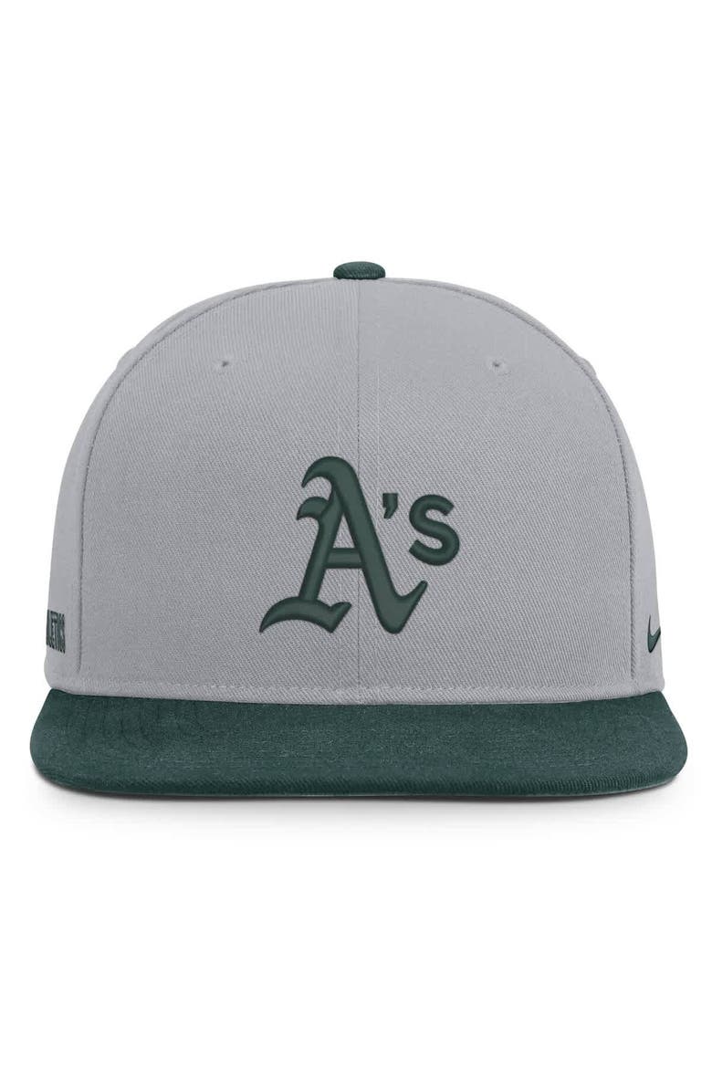 Men's Nike Gray/Green Athletics Primetime Pro Dri-FIT Snapback Hat, Alternate, color, Gray