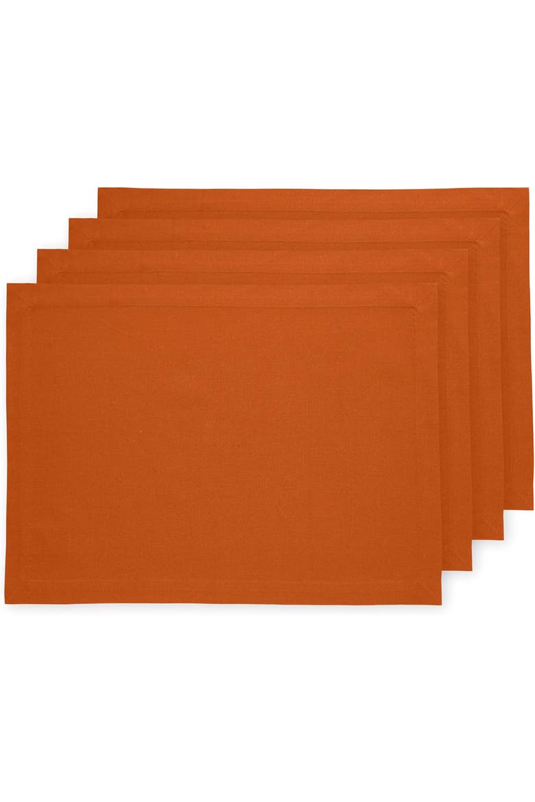 Cotton Linen Plain Placemats Set of 4, 14 x 19" - Dru, Main, color, Cinnamon