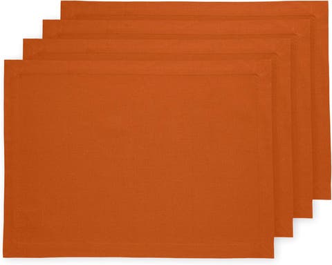 Cotton Linen Plain Placemats Set of 4, 14 x 19 Inch - Dru