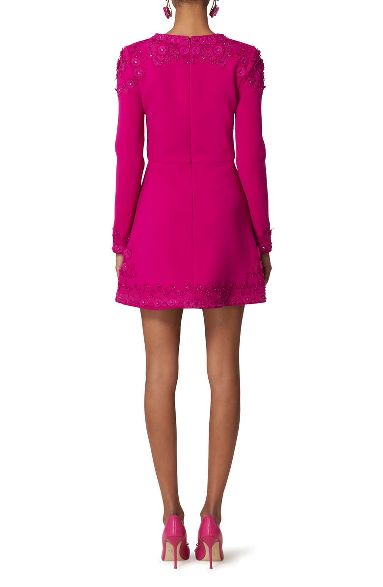 Carolina Herrera Beaded Embroidery Long Sleeve Cocktail Minidress, Alternate, color,