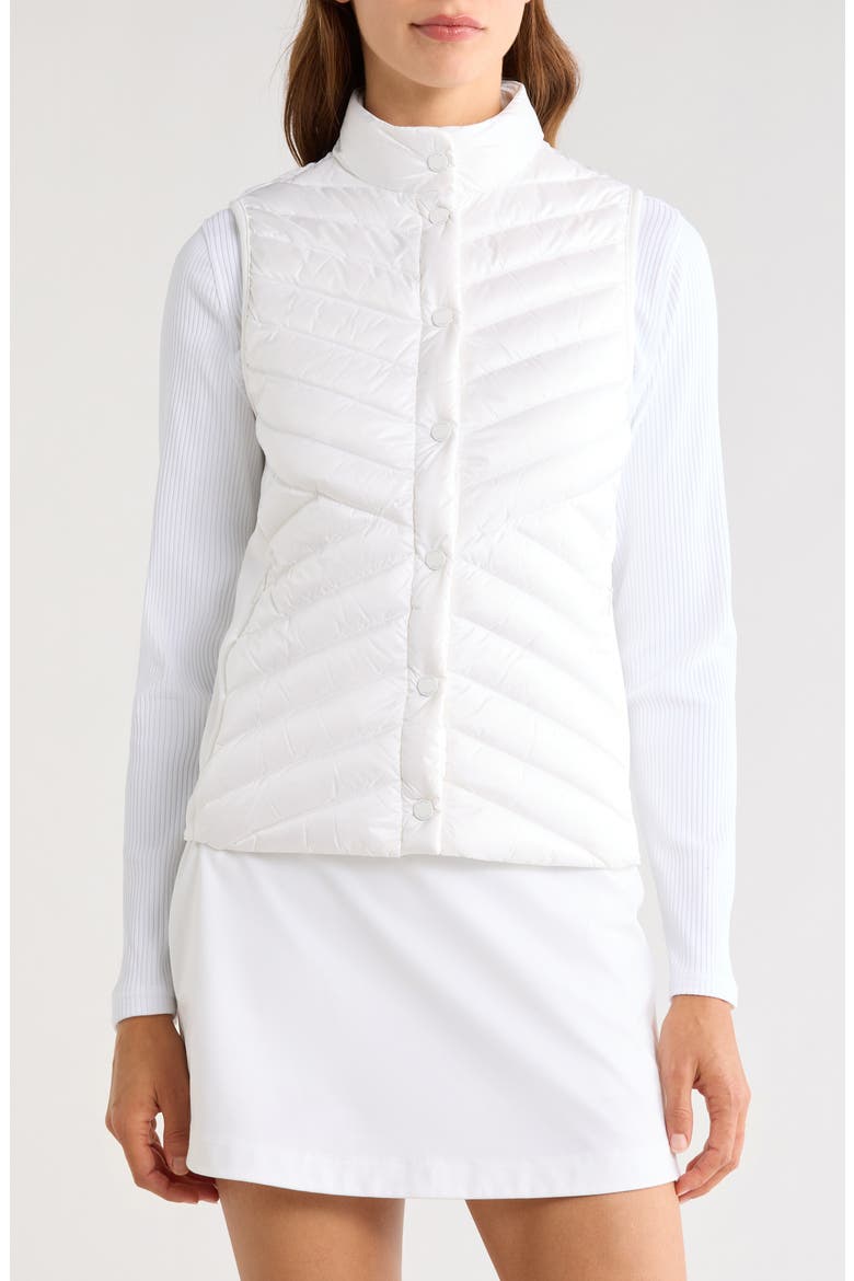 V Quilted Down Stretch Vest, Alternate, color, CHALK WHITE
