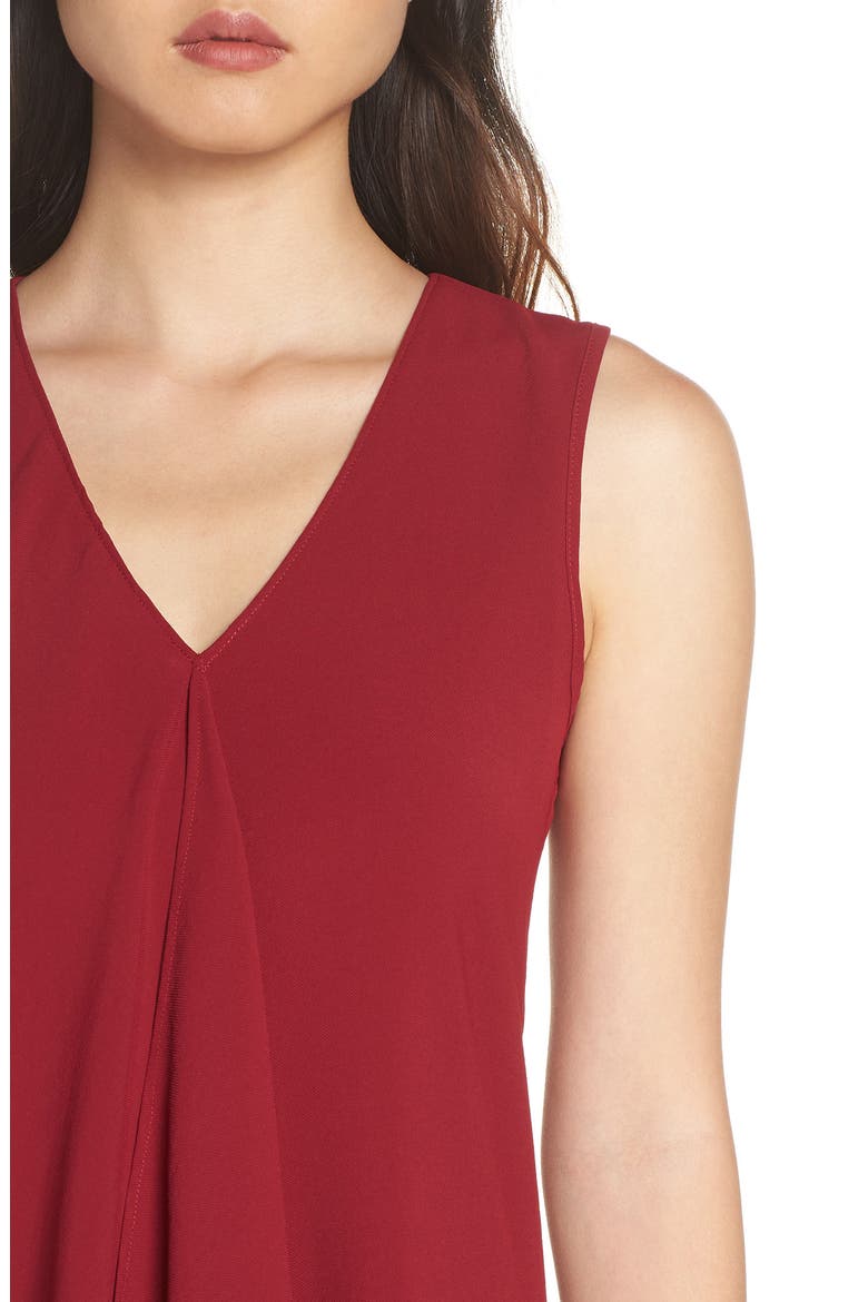 Ruffle Front Crepe High/Low Dress, Alternate, color, ALIZARIN CRIMSON