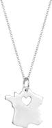 Spero London Love France Map Heart Necklace Sterling Silver