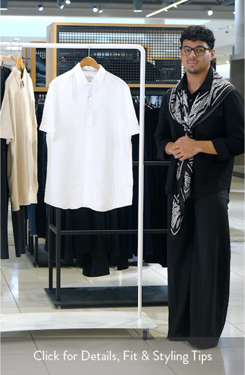 Orson Shaped Fit Short Sleeve Linen Button-Up Shirt, sales video thumbnail