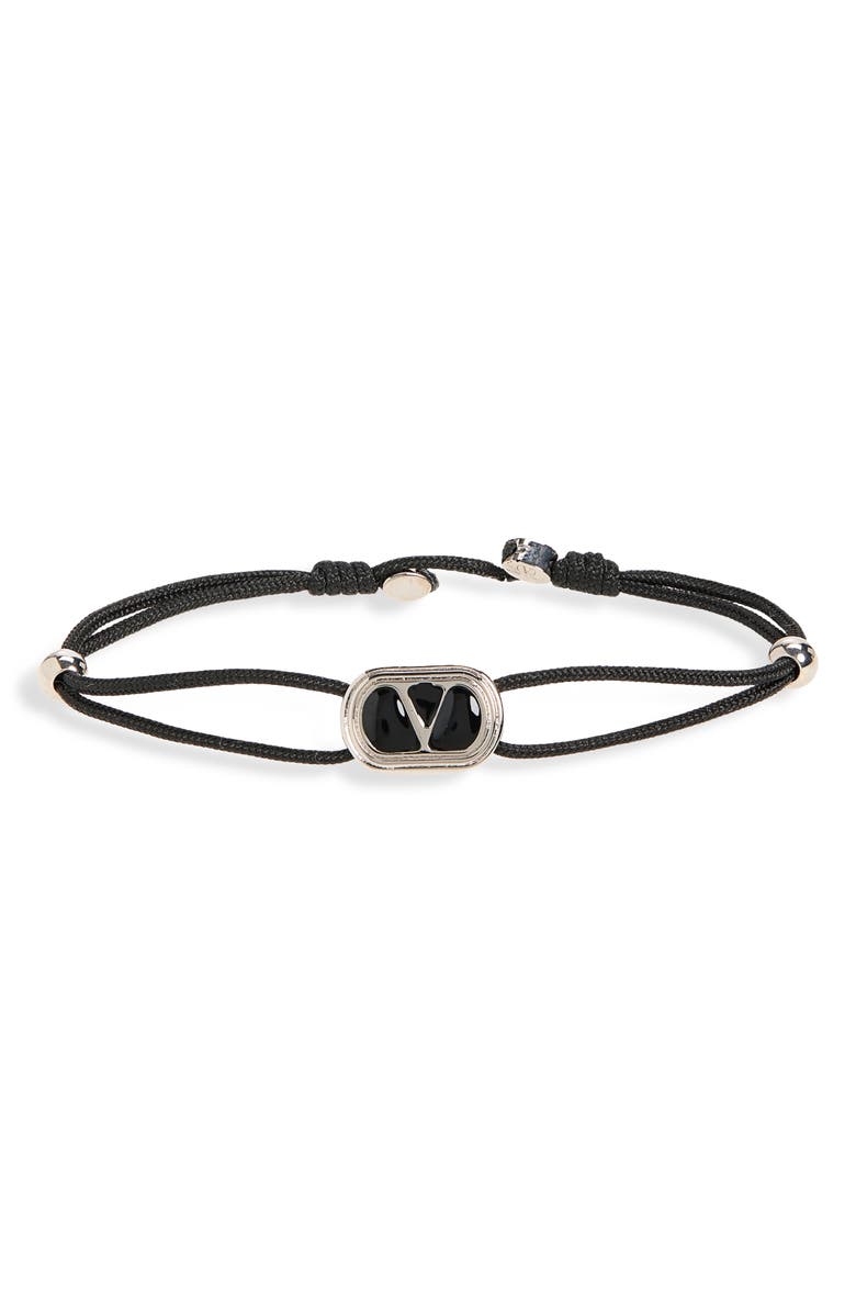 Valentino Men's Oval Cord Bracelet, Main, color, Black