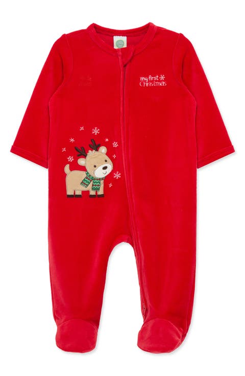 Kids' Reindeer Velour Footie