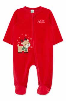 My First Christmas Reindeer Velour Footie