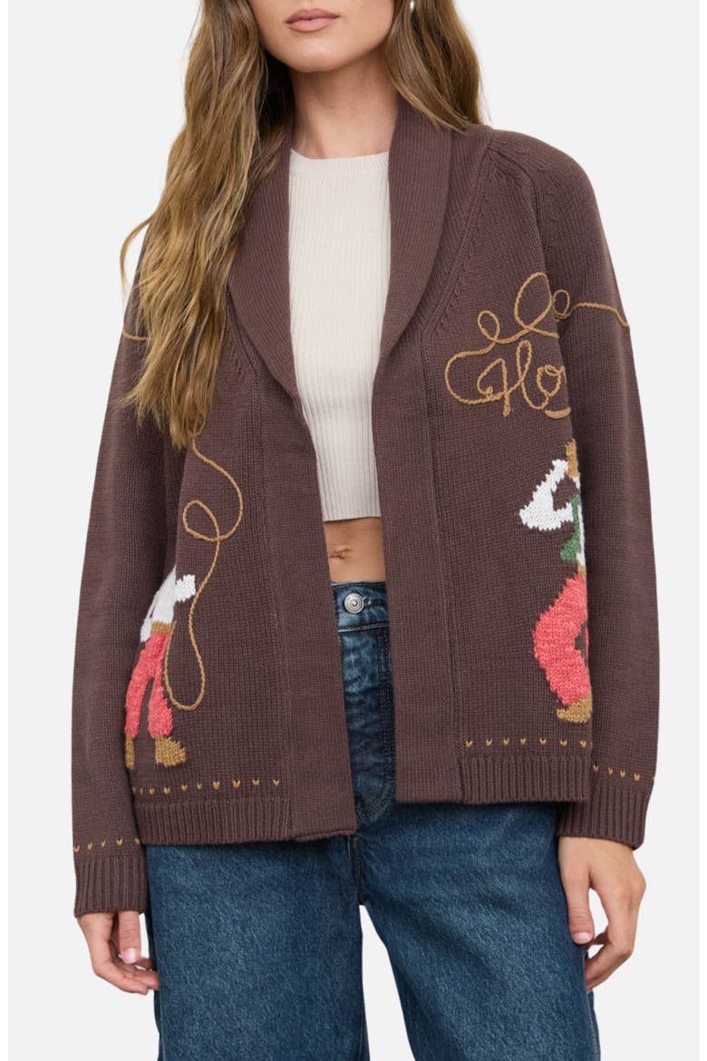 Howdy Cowboy Jacquard Cardigan, Main, color, CHOCOLATE BROWN