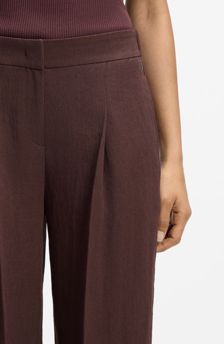 BOSS Tiana Linen Blend Wide Leg Pants, Alternate, color, Mocha
