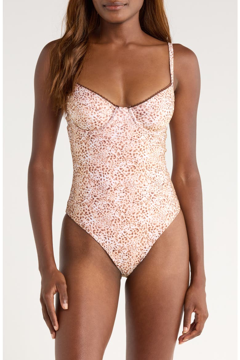 Decorative Underwire One-Piece Swimsuit, Main, color, WILD SKIES