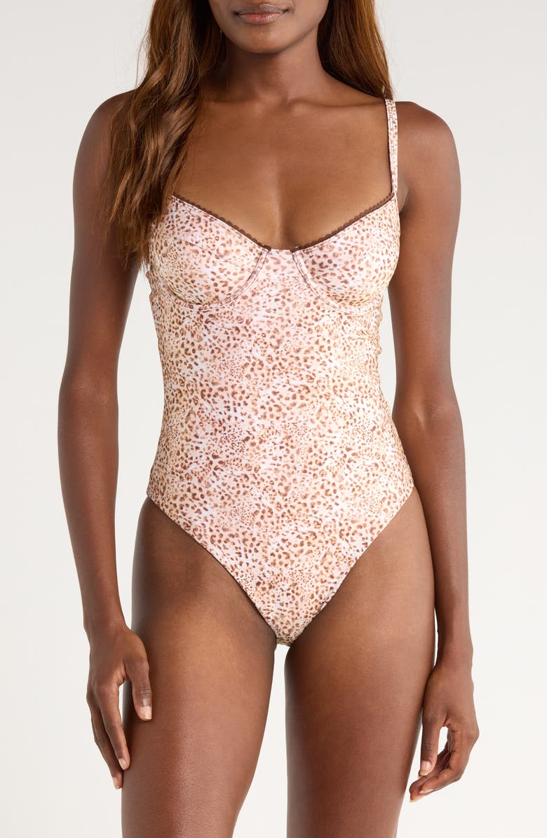 Kulani Kinis Decorative Underwire One-Piece Swimsuit, Main, color, Wild Skies