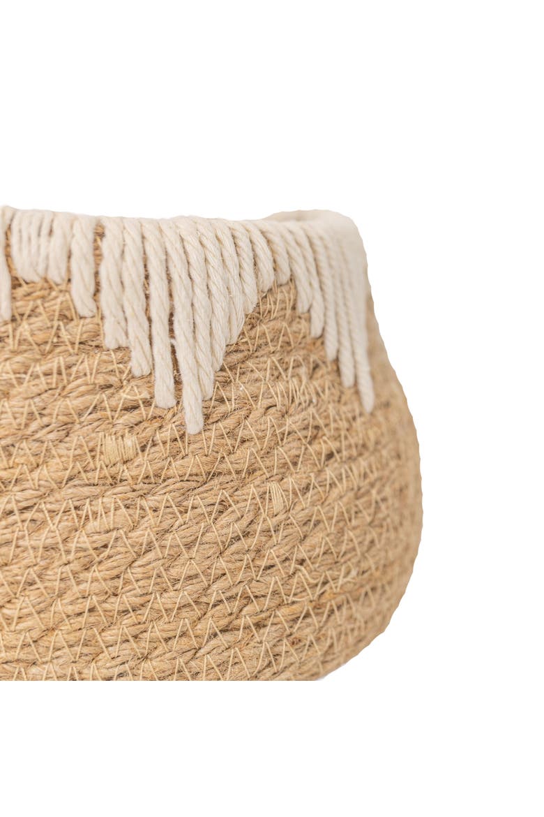 Woven Tapered Basket Jute & White Cotton Rope, Alternate, color, White