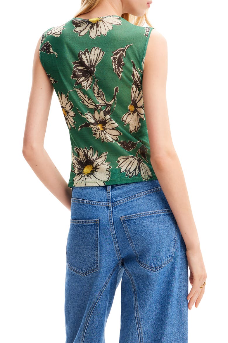 Ruched Floral Top, Alternate, color, GREEN