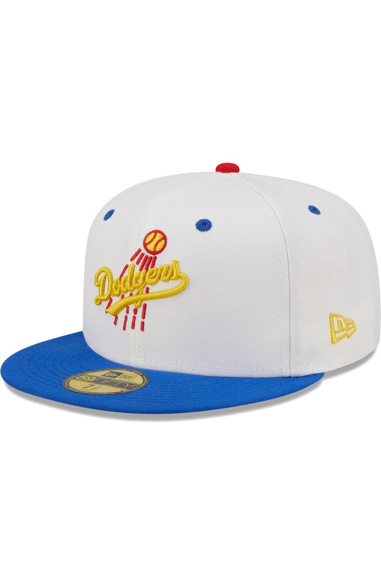 New Era Men's New Era White/Royal Los Angeles Dodgers 50th Anniversary Cherry Lolli 59FIFTY Fitted Hat, Alternate, color, 
