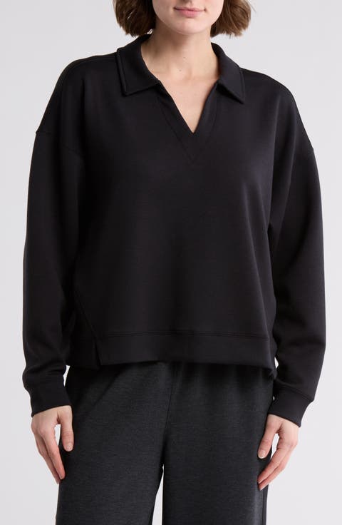 Off Court Oversize Scuba Knit Polo Sweatshirt
