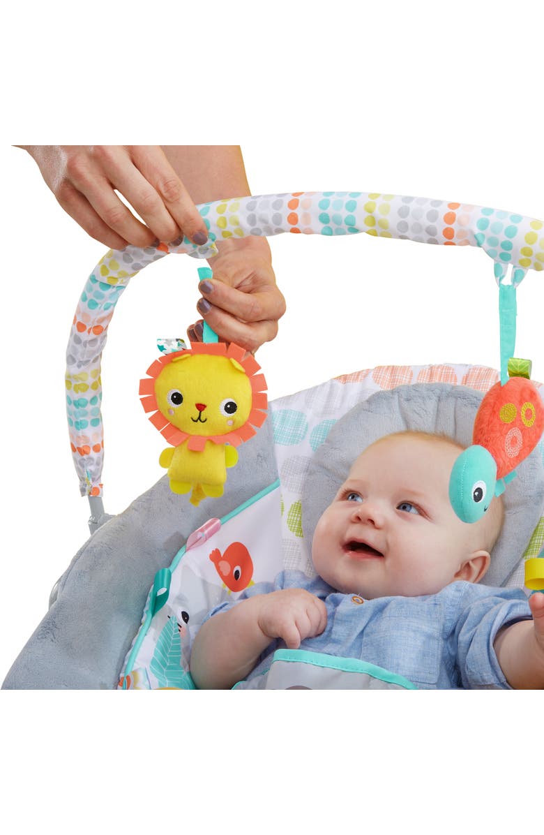 BRIGHT STARTS Whimsical Wild Comfy Bouncer Seat with Soothing Vibration and Melodies, Alternate, color, Multicolored