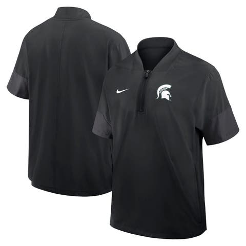 Men's Nike Black Michigan State Spartans 2025 Sideline Short Sleeve Quarter-Zip Coach Jacket