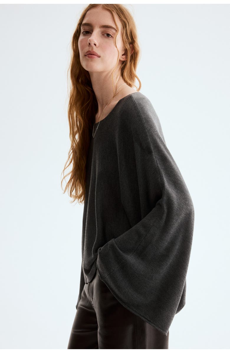 H&M Oversized Top, Alternate, color, Dark Gray Melange