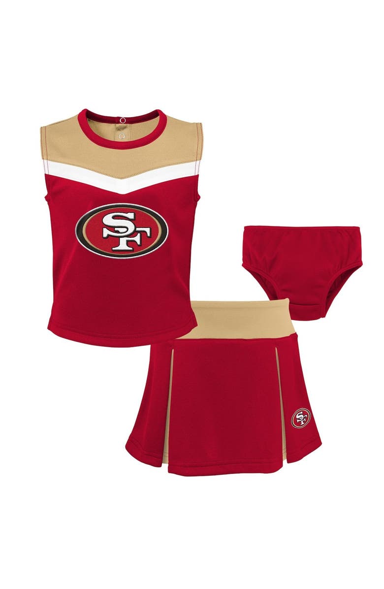 Outerstuff Girls Toddler Scarlet San Francisco 49ers Spirit Cheer Two-Piece Cheerleader Set with Bloomers, Main, color, Scarlet