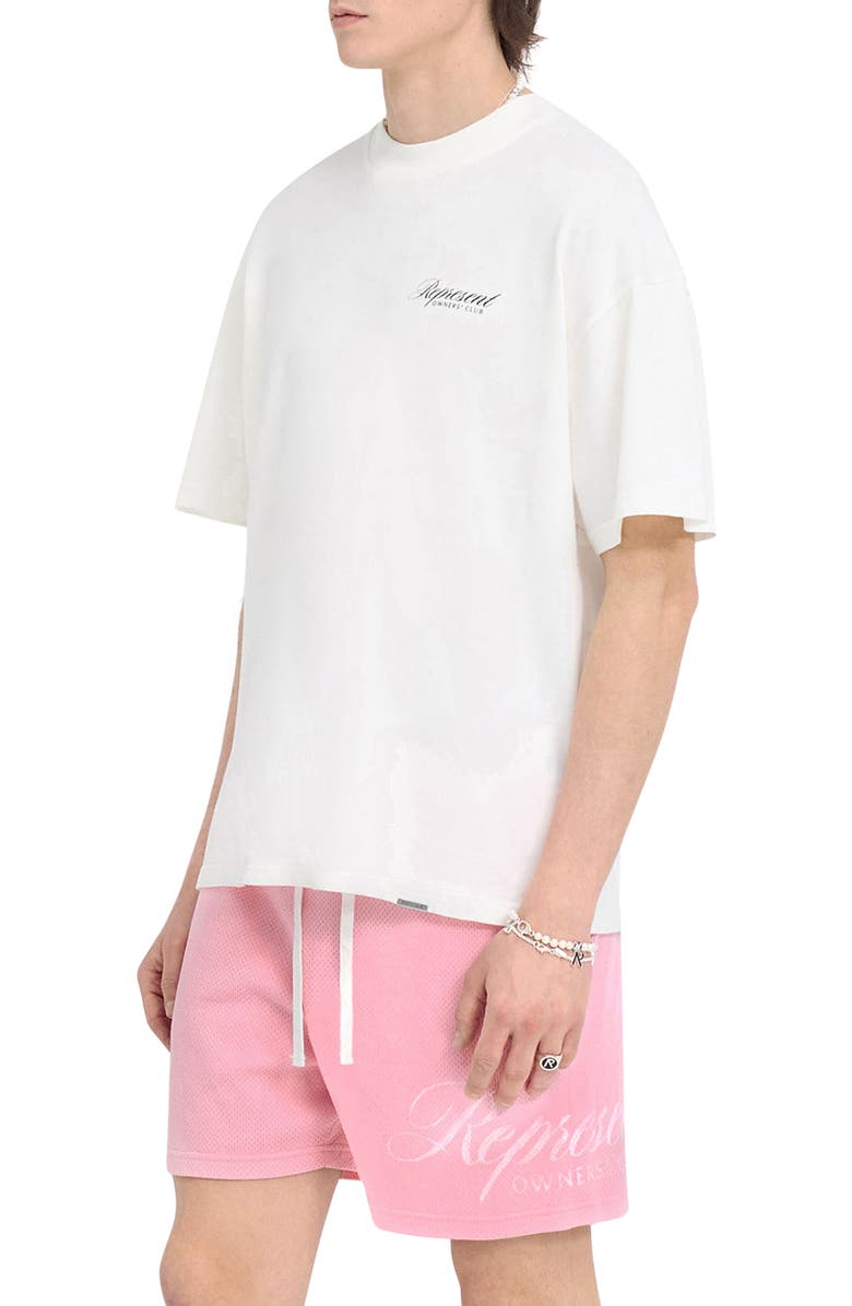 Represent Owners' Club Script Graphic T-Shirt, Alternate, color, Flat White
