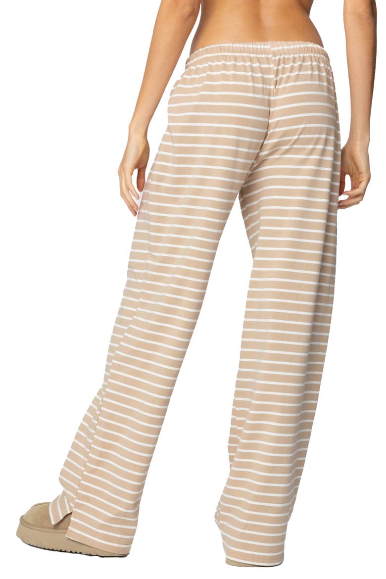 Jona Stripe Stretch Cotton Drawstring Pants, Alternate, color, BEIGE