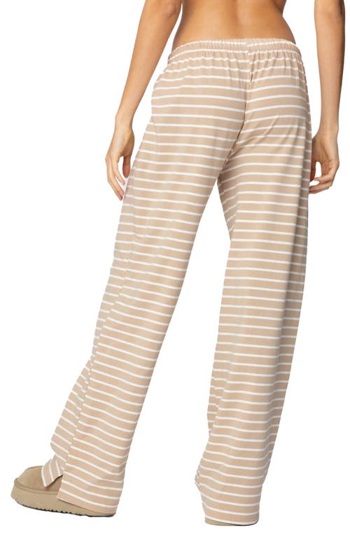 Edikted Jona Stripey Slit Pants In Beige