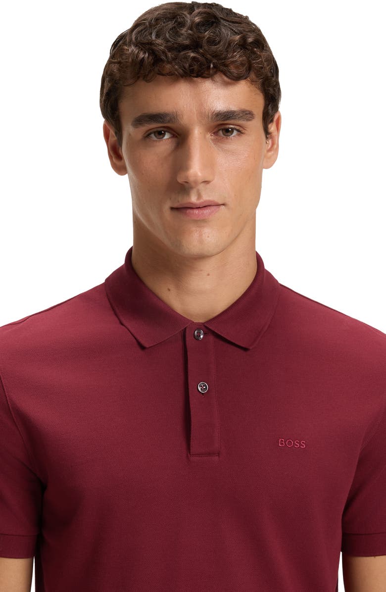 BOSS Pallas Cotton Piqué Polo, Alternate, color, Dark Red