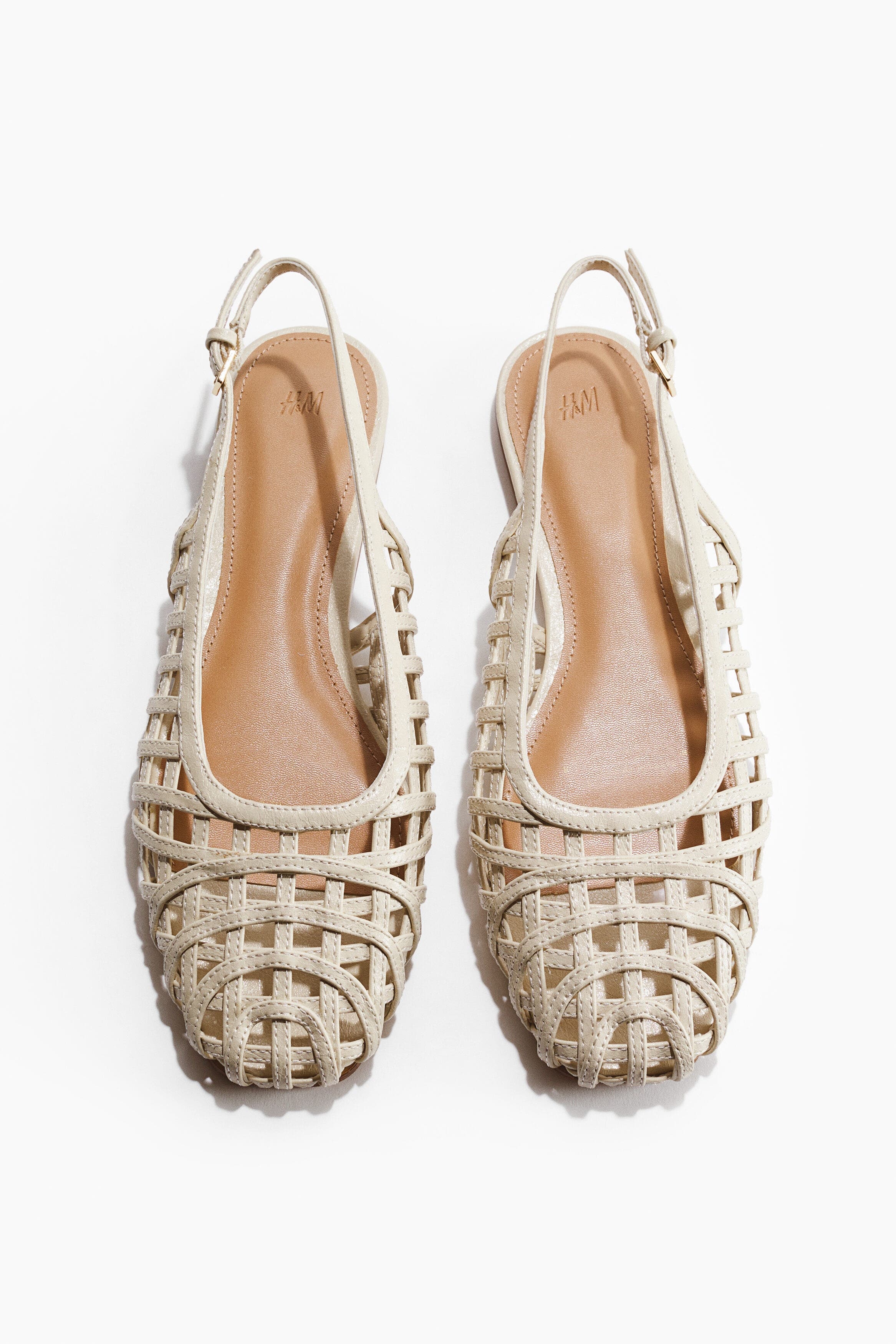 H&M Braided-look Slingbacks, Main, color, Light Beige
