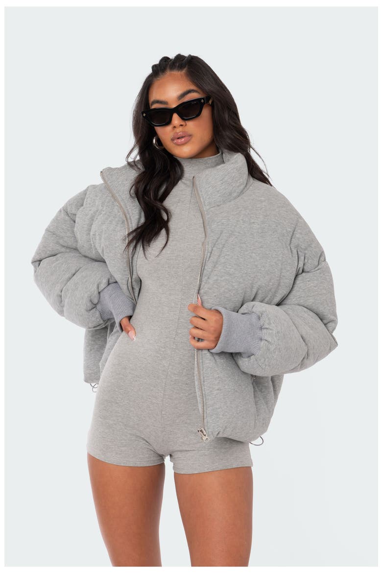 Jersey Puffer Jacket, Alternate, color, GREY MELANGE