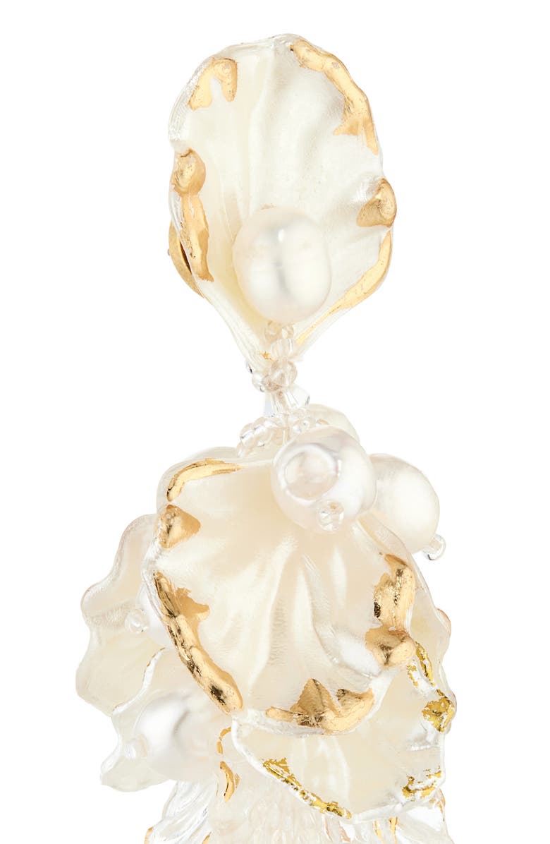 Oscar de la Renta Mixed Petals Drop Earrings, Alternate, color,