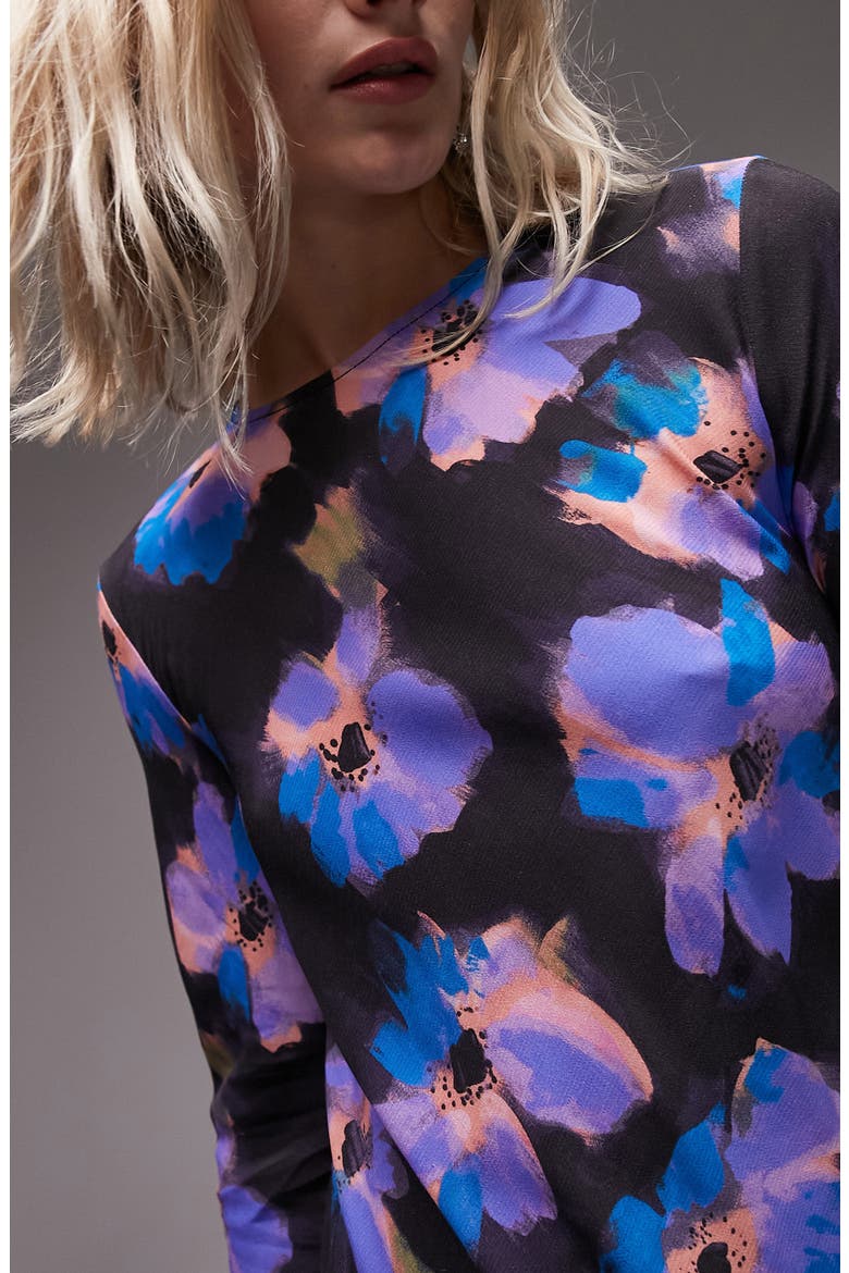 Floral Cutout Back Long Sleeve Maxi Dress, Alternate, color, MULTI