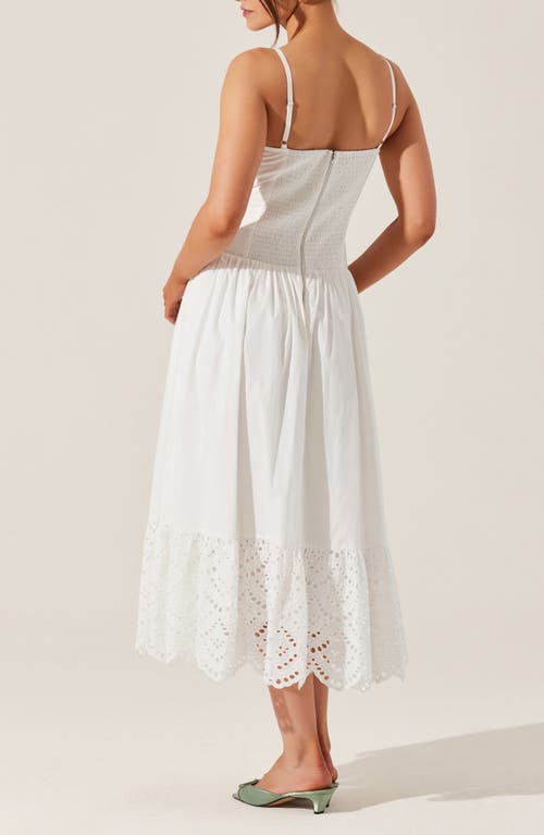 ASTR ASTR THE LABEL NATHALIA EYELET EMBROIDERED COTTON MIDI DRESS