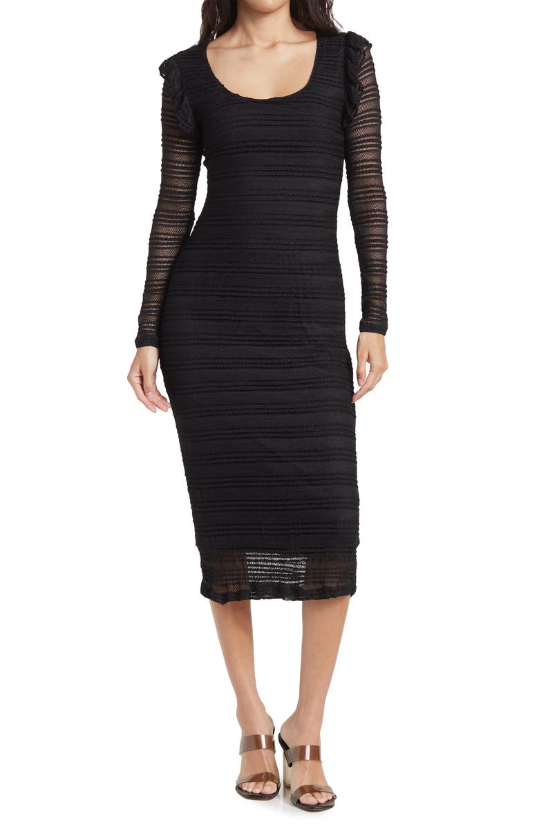 NSR Stripe Long Sleeve Midi Dress, Main, color, 