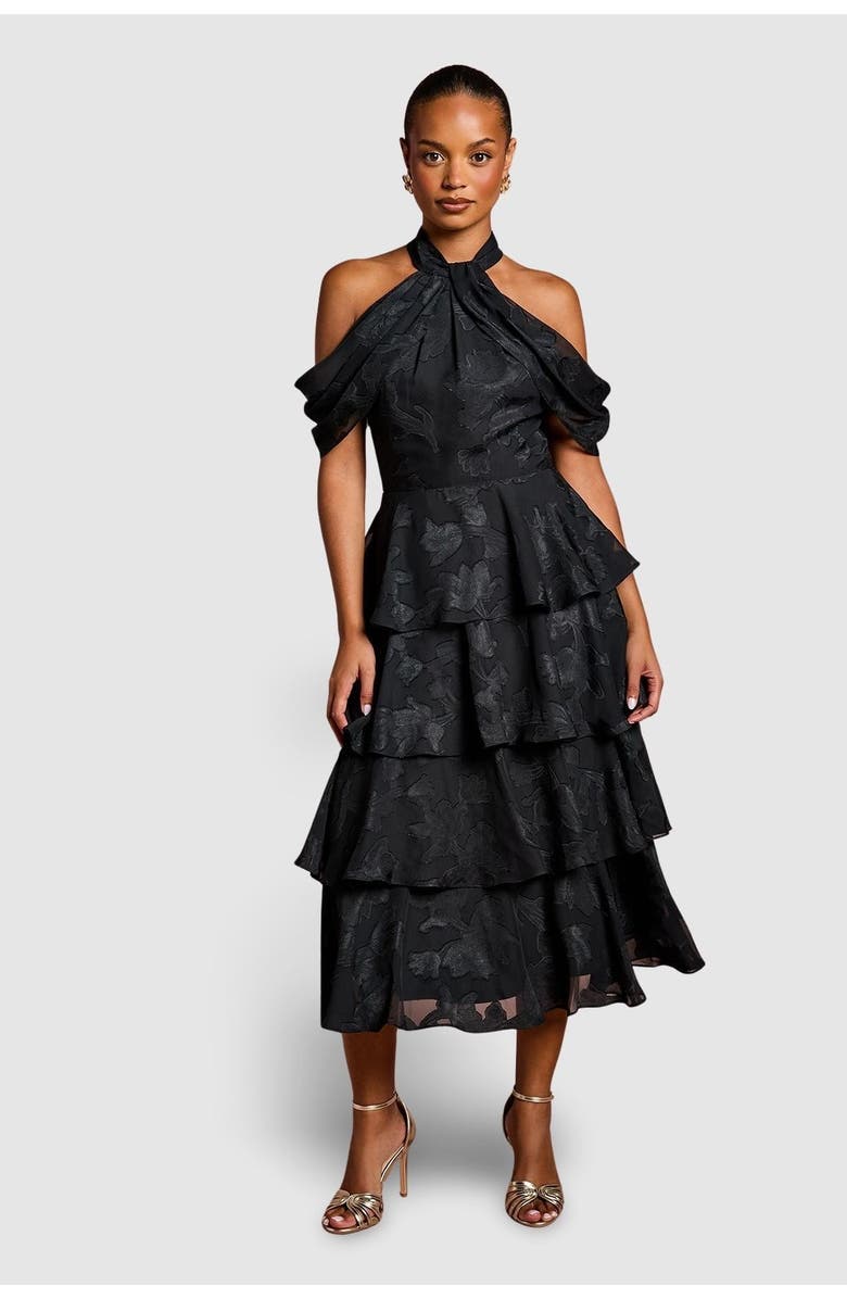 Coast Petite Cold Shoulder Midaxi Dress, Main, color, Black