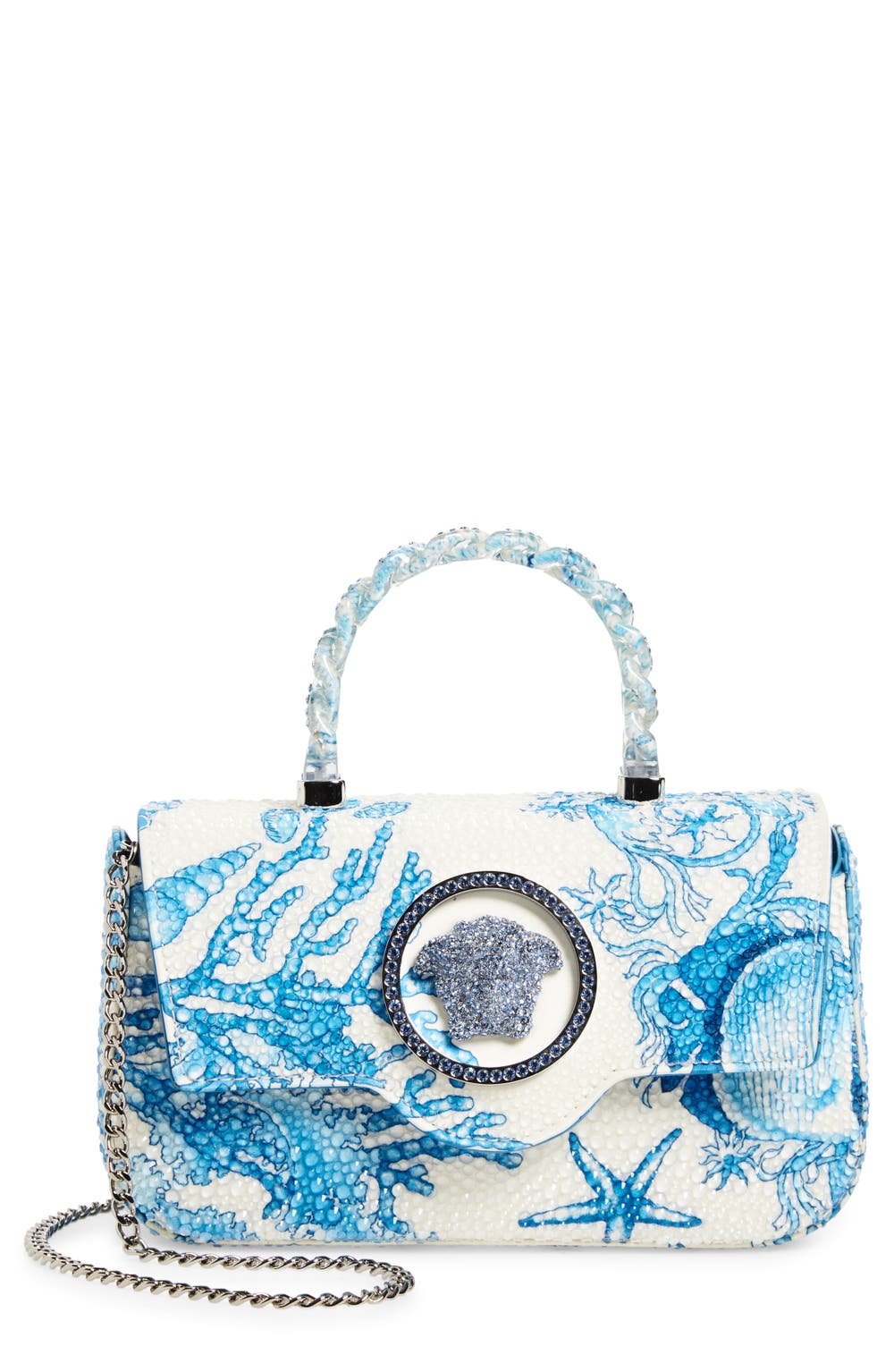 Mini La Medusa Underwater Barocco Satin Top Handle Bag, color, BRIGHT BLUE MULTI