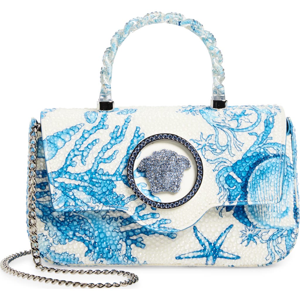Versace Mini La Medusa Underwater Barocco Satin Top Handle Bag In Multi