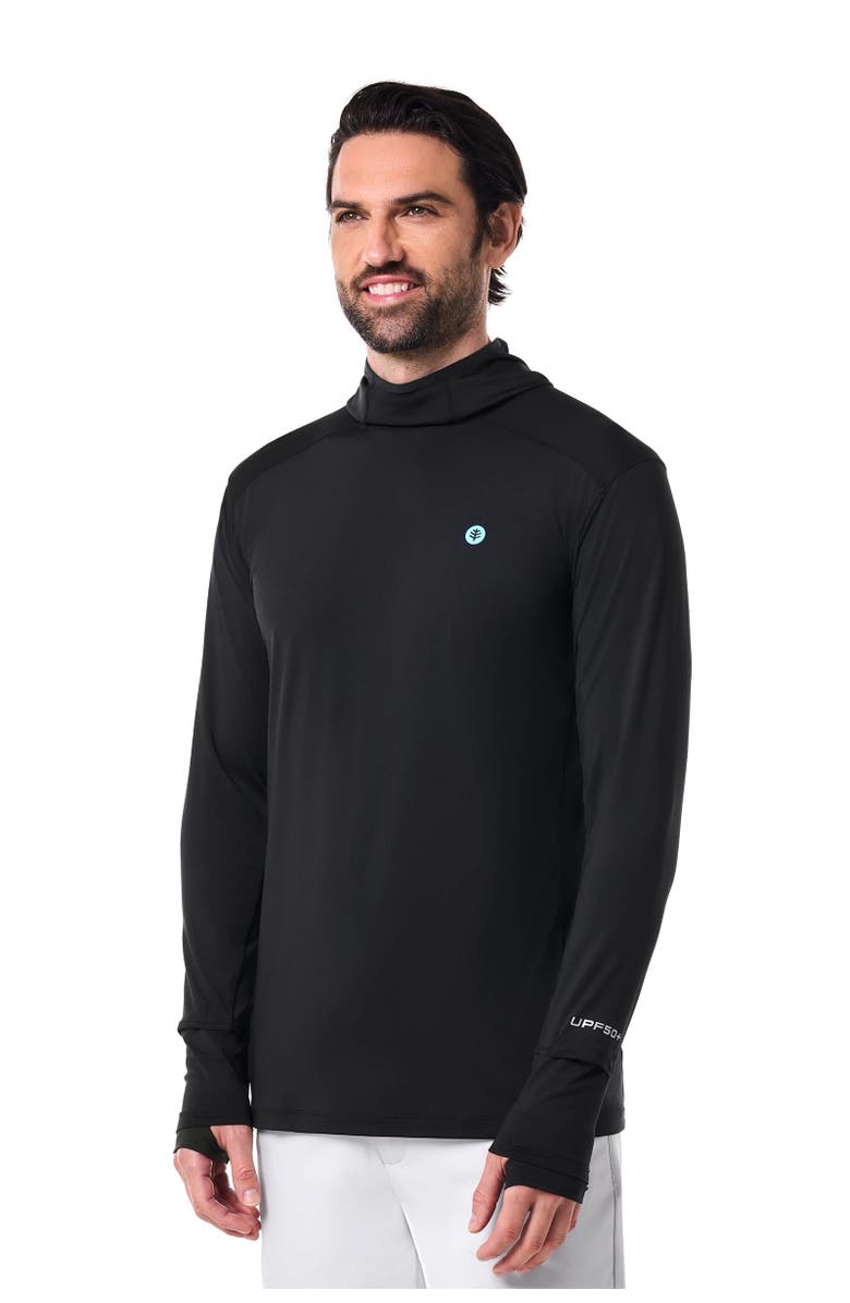 Coolibar Men's Performance Sun Hoodie - UPF 50+ Sun Protection - Agility, Alternate, color, Black