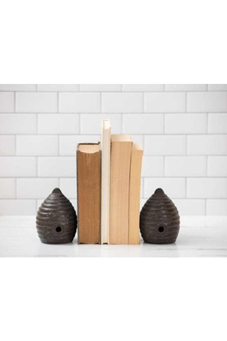 Metal Brown Beehive Bookends,, Main, color, Brown
