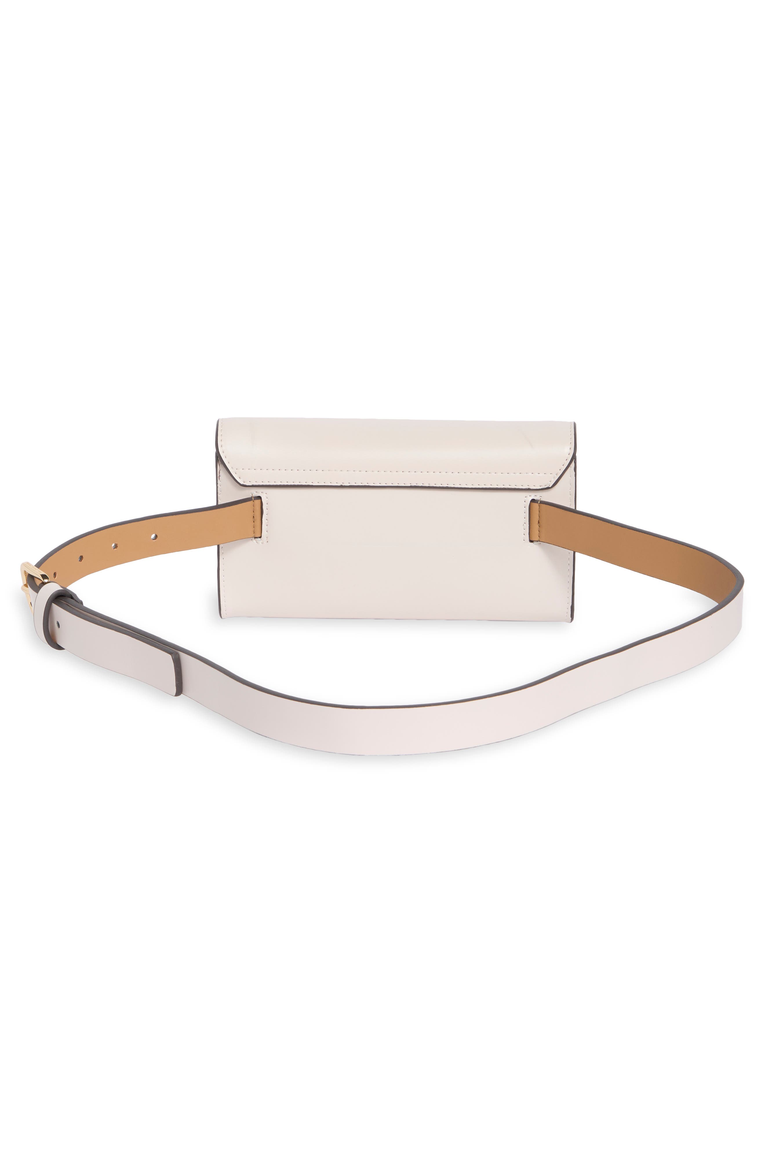 bow leather belt bag, Alternate, color, CREAM / POLISHED GOLD
