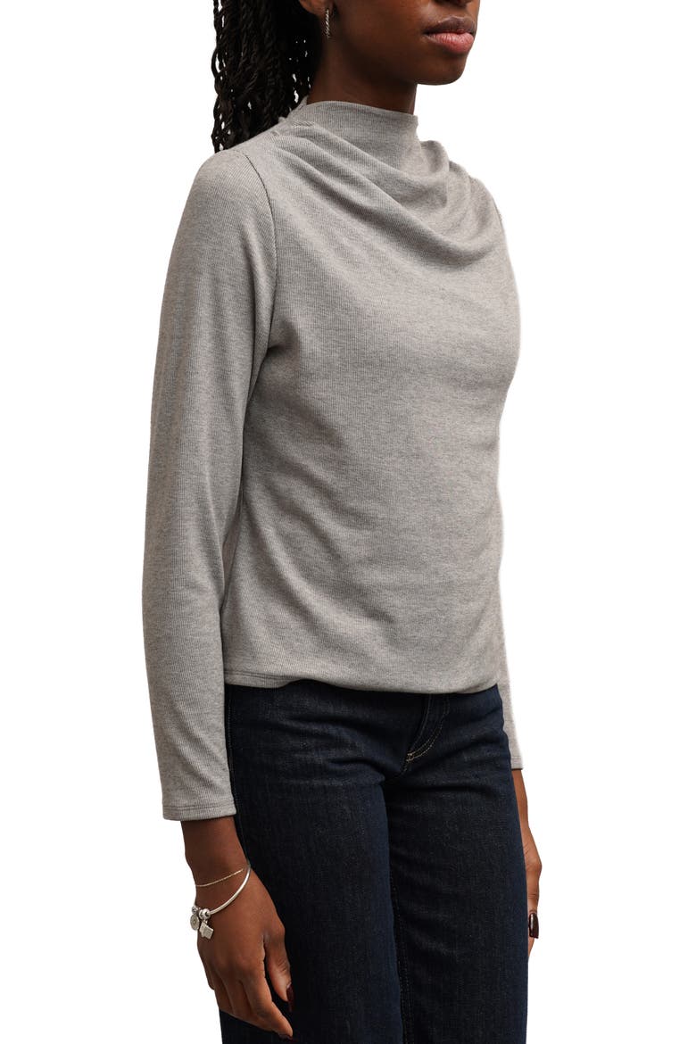 Funnel Neck Long Sleeve Top, Alternate, color, GREY