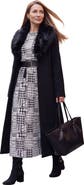 Jessica London Long Wool Blend Coat With Faux Fur Collar