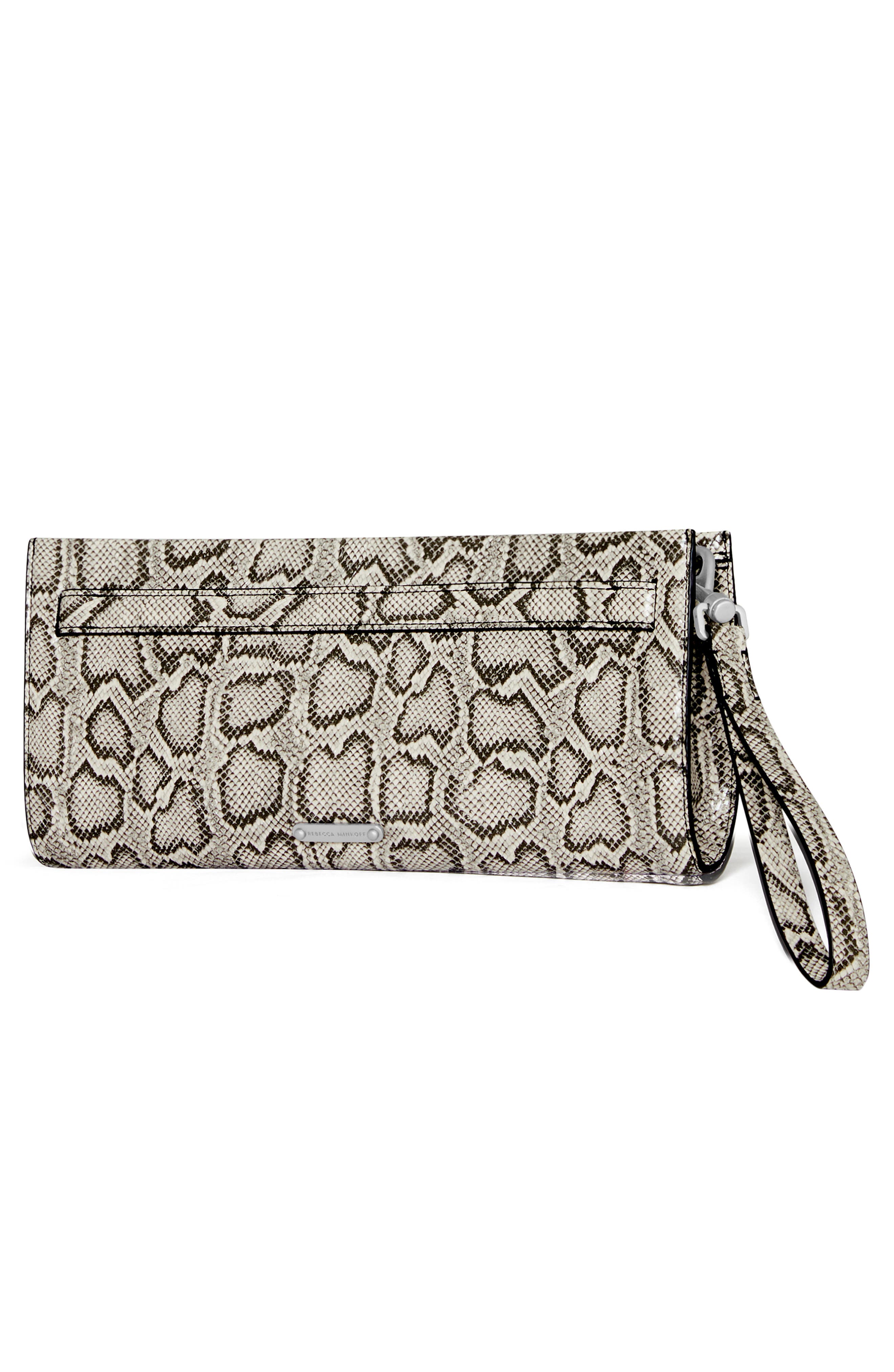 Rebecca Minkoff Curb Link Snakeskin Print Faux Leather Clutch, Alternate, color, 