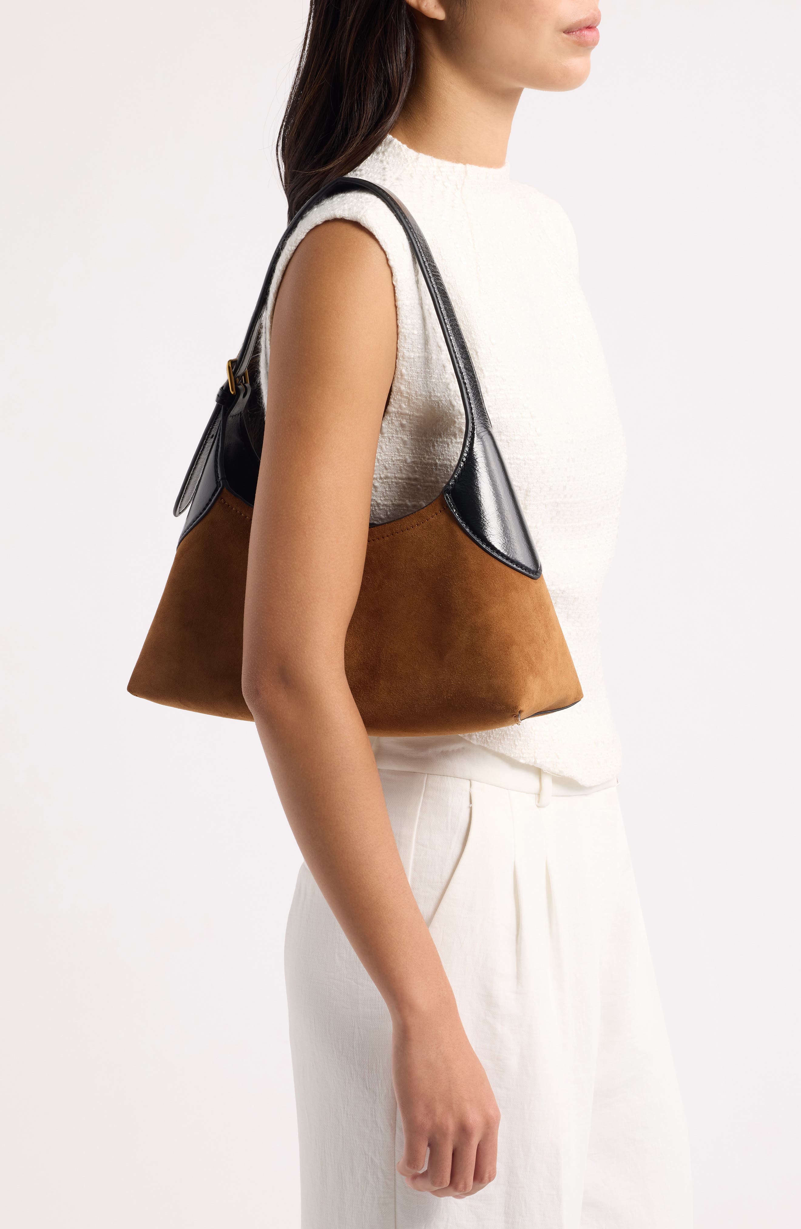 The Small Suede Belted Sack Bag, Alternate, color, COPPER