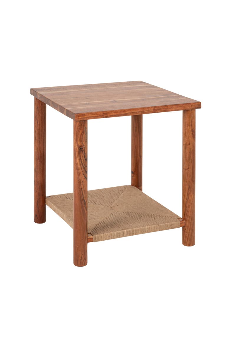 Square Woven Top Side Table, Main, color, Brown